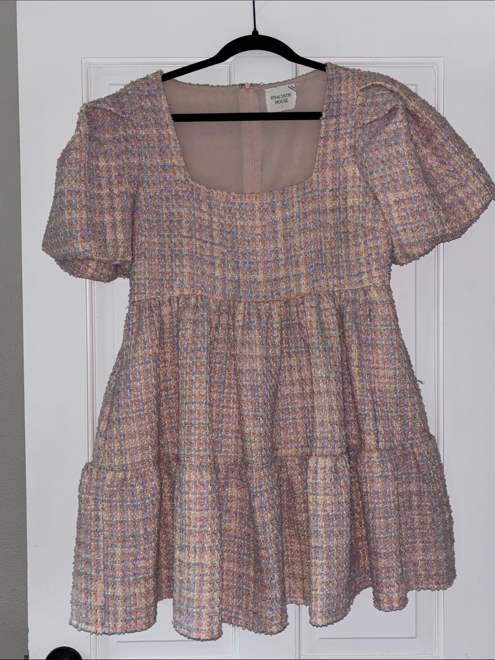 Hyacinth House Pink Tweed Babydoll Dress